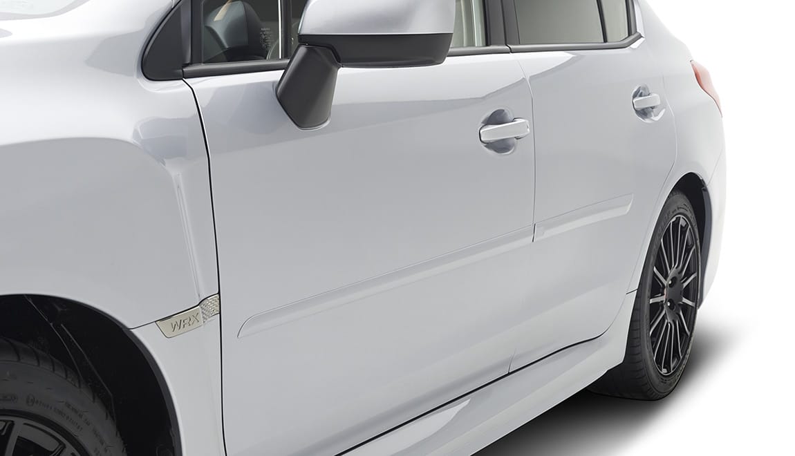 Color-matched moldings help protect the vehicle’s doors from parking lot dings while attractively blending with the lines of the car.