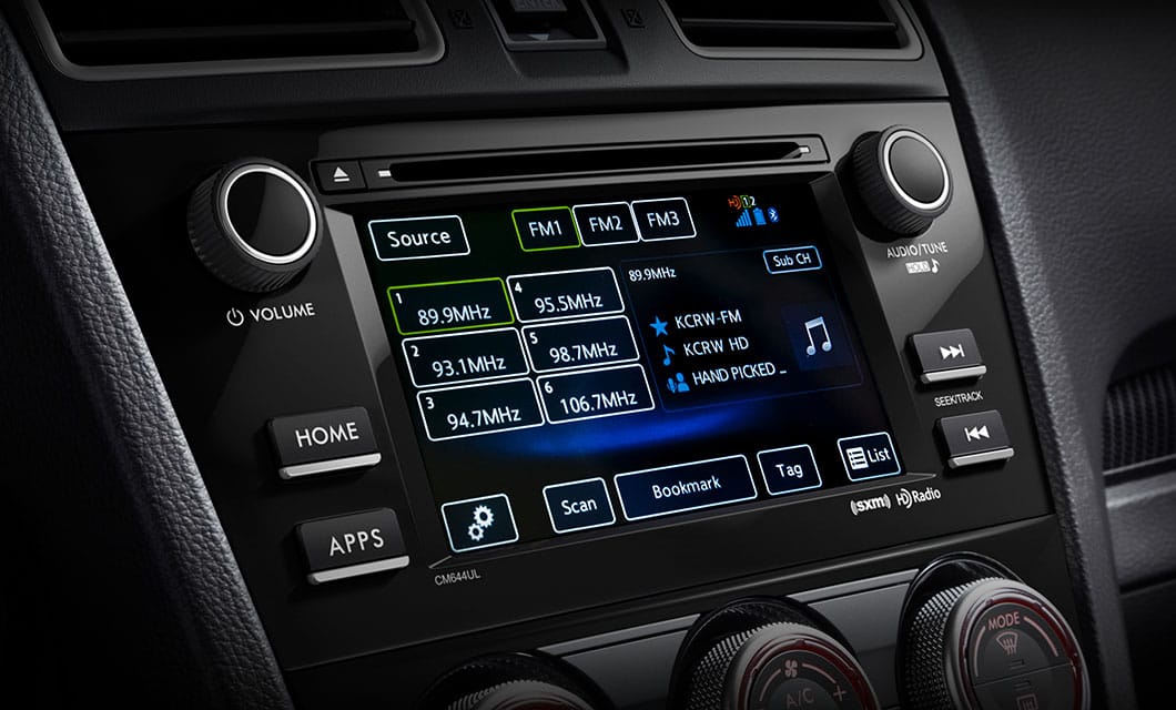 <br>Turn up your soundtrack on a system that’s as performance-driven as the car. Standard with every WRX, you’ll get Bluetooth®, iPod®, USB, and auxiliary jack connectivity, as well as SUBARU STARLINK™ in-vehicle technology<sup>3</sup> with access to Pandora®, iHeart® Radio, Stitcher™, Aha™, SiriusXM® Satellite Radio<sup>9</sup> and HD Radio® with iTunes® tagging. Choose the optional navigation system and get even more sonic boost from the available premium audio system featuring 9 Harman Kardon® speakers and a 440-watt equivalent amplifier.<br><br><br>