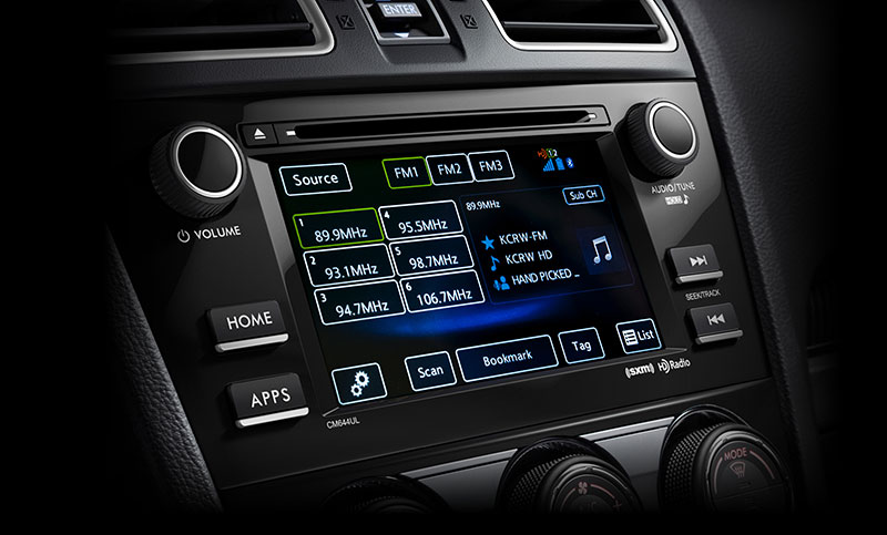 <br>With SUBARU STARLINK<sup>&trade;</sup> Multimedia, you'll get Bluetooth<sup>&reg;</sup>, iPod<sup>&reg;</sup>, USB, and auxiliary jack connectivity, as well as access to Pandora<sup>&reg;</sup>, iHeartRadio<sup>&reg;</sup>, Stitcher<sup>&trade;</sup>, Aha<sup>&trade;</sup><sup>16</sup>, SiriusXM<sup>&reg;</sup> All Access Radio<sup>17</sup> and HD Radio<sup>&reg;</sup>. Crank up the available 440-watt-equivalent 9-speaker Harman Kardon<sup>&reg;</sup> premium audio system, and you're off.